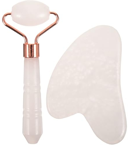 Cabilock Gesichtsmassage Roller mit Robuster Massagestange Massagewerkzeug aus Natürlichem Jade für Körpermassage Gesichtspflegebrett und Schabebrett
