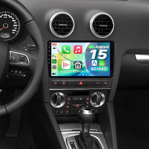 ACAVICA Android 15 Car Stereo Radio for Audi A3 S3 RS3 9 IPS Touchscreen, Wireless CarPlay Android Auto, Bluetooth 5.4 WiFi 6 Sat Nav, 4+64GB Head Unit, GPS Navi, DSP, FM/RDS, SWC, HD Rear Camera