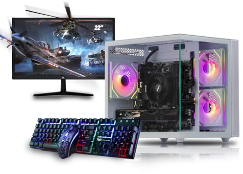 Veno Scorp Gaming PC Bundle Intel Core i5 3rd Gen 3.9GHz, GTX 750 4GB, 16GB RAM, 256GB SSD + 1TB HDD, Windows 11, WiFi, 22 Monitor, Mini Nemesis White RGB Case, 500W PSU