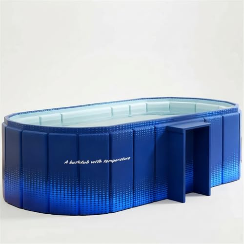 150cm Portable Bathtub with Shelf, Foldable Bathtub for 2 Persons, No-Inflation Collapsible Soaking Tub for Adults, 2-in-1 Ice Bath & Hot SPA Tub for Shower Stall, Garden & Camping (Blue)