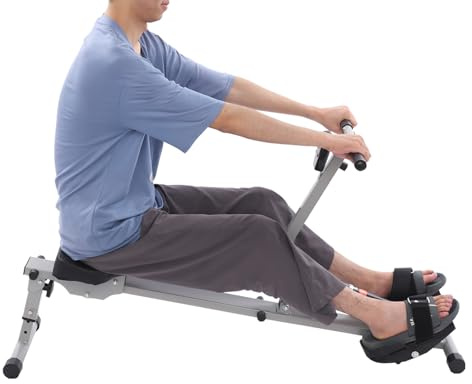 12 niveles de resistencia para el hogar, máquina de remo plegable, mango de espuma ergonómico y asiento, pantalla LED, entrenador cardiovascular para pérdida de peso y desarrollo muscular, fácil