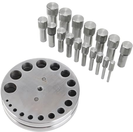 Generic Metallformendes Rundes Scheibenschneider-Set, Stanzwerkzeug aus Hochhartem Stahl für die Schmuckherstellung und Münzringe, 17 Matrizenmodelle, Geeignet für Zuhause und Juweliergeschäfte