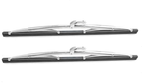 Klassisk silver främre vindrutetorkare 400 mm (16 tum) (förpackning med 2), 7 mm bajonett (dubbelarm) bredd för klassiska bilar/båt, polerade bajonetttyp torkblad, vintage stil
