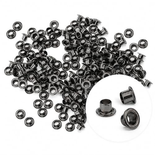 Craftmemore Lot de 200 petits œillets auto-adhésifs pour noyau de perles, vêtements, cuir, toile 3 mm 3 mm gris
