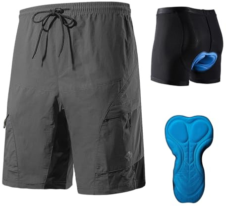Santic Cuissard Velo Cuissard Cycliste Homme Cuissard VTT ou Velo Route avec Culotte Cyclisme Rembourré Dedans pour Homme Gris EU S