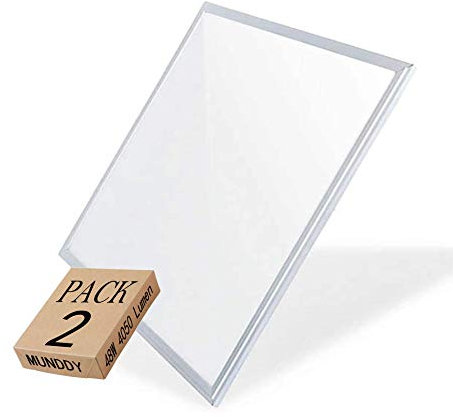 MUNDDY® - Pack de 2 Panel LED 60 x 60 cm, 60W, Blanco Frio 6500K,6500 lumenes Reales 595 x 595 x 33 mm,Driver Incluido, Empotrable para Techo Modular, Envio Urgente desde Madrid