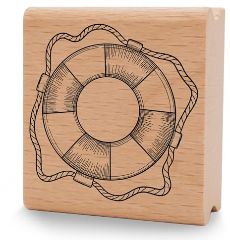 NEWSTAMPS Stempel Rettungsring Motivstempel aus Holz & Gummi zum Karten und Geschenke basteln, Holzstempel für Wasser, Maritim & Meer, Scrapbook, Textilstempel, Deko, Kinder