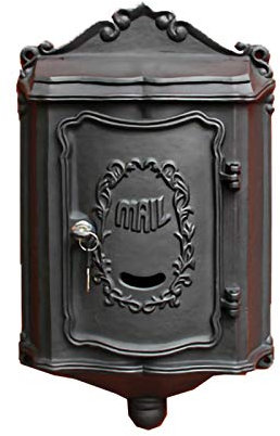 FYZS Vintage Mailbox Postbox Wandmontierte Briefkasten - Gusseisen Vintage Residential Mail Box - Heavy Duty Weatherfest Box / 20x12x5.9 Zoll Postfach (Color : Black)