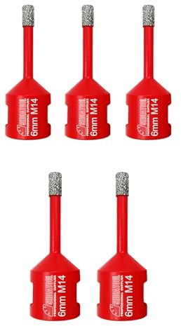 SHDIATOOL Diamond Core Drill Bit,Hole Saw Diameter 6mm 1/4 M14 Thread Vacuum Brazed for Concrete Granite Marble Porcelain Tile Masonry Brick,5PCS | Porcelain Tile Drill Bit for Granite Marble Ceramic, Vacuum Brazed Diamond Drill Bit