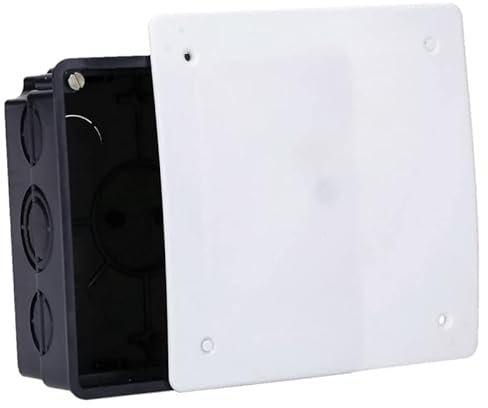 Verbindungskasten 100x100x48mm Unterputz Anschlusskasten Ausbrechöffnungen M20-28mm Kunststoff PS PP mit Deckel Schwarz-Weiß Voxura