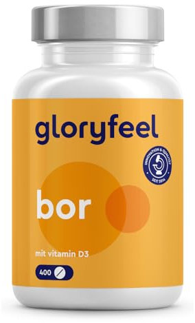 Boro 3,5mg - Alta dosificación - 400 Tabletas de Boron (+1 año) - Para huesos y dientes sanos - Alta biodisponibilidad gracias a la vitamina D - Probado en laboratorio y sin aditivos