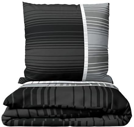 Leonado Vicenti Juego de ropa de cama de microfibra transpirable, 135 x 200 / 155 x 200 / 155 x 220 cm, diseño de rayas