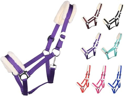 NETPROSHOP Solides Pferdehalfter gepolstert und verstellbar Gr. Mini Shetty bis Full u Kaltblut, Groesse:Full, Farbe:Lila