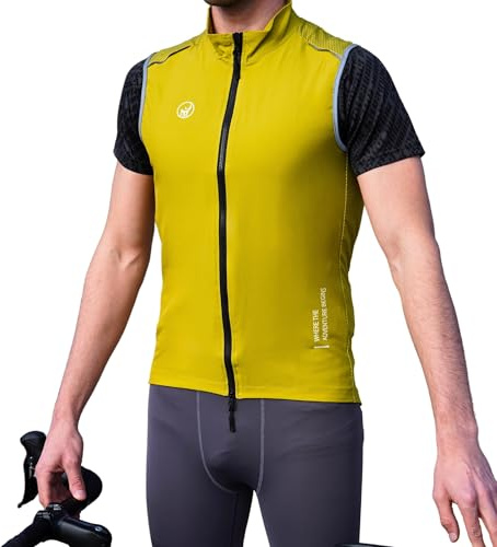 IMPALAPRO Chaleco Cortavientos Ciclismo Hombre Ultraligero, Transpirable y Resistente - Protección Contra el Viento y la Lluvia - Chaleco Ciclismo Hombre (M, Verde Oliva)