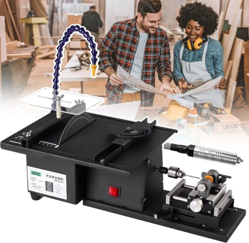 Equipo lapidario, sierra lapidaria para joyería de bricolaje para cortar, moler, tallar, pulir y taladrar, mini sierras de mesa, amoladora, pulidora con eje flexible y mango, profundidad de corte de