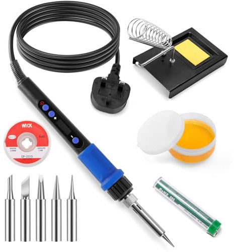 WORKEASE Soldering Iron Kit,100W LED Digital Solder Iron with 5pcs Tips, 10s Fast Heating Max 932℉, Adjustable Temperature Soldering Iron Kit for Electronics for Electronic Repair, DIY