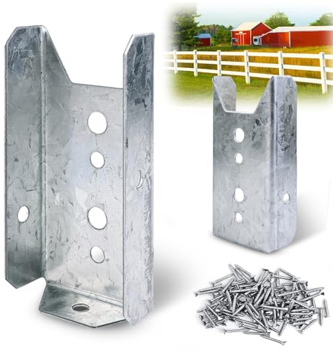 LukLoy 60 Pack 2x4 Brackets for Wood Rail, Fence Brackets Repair Kit Galvanized, Deck Railing Bracket Connectors for 2×4(Actually 1.5x3.5) Wood Post, Includes 420PCS 304 Stainless Steel Screws
