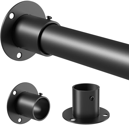 Venwemong Klädstång, utdragbar klädstång, 70–105 cm (27,5–41 tum), rostfritt stål, med monteringsbussningar för garderober och omklädningsrum, svart, Ø 25 mm