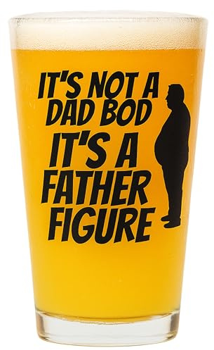 POURWARE INKED Father Figure Beer Glass – Funny Father’s Day Gift for Dad, Birthday Gift for Men, Novelty Pint Glass from Daughter or Son, Unique Gift for Husband