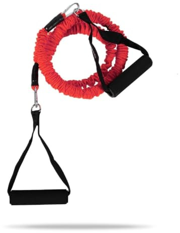 GymBeam Widerstandsband mit Griffen 30 kg - Klimmzugstange Calisthenics Fitnessband, effektives Training für Brust, Rücken, Schultern und Arme, langlebiges Latex 120 cm, Rot