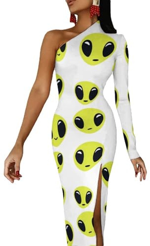 Vestidos de moda con hombros descubiertos para mujer, vestido largo de media manga con abertura, vestido de cóctel, Estilo:, M