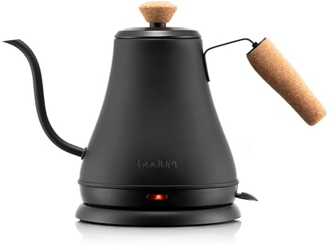 Bodum 27oz Bistro Gooseneck Electric Water Kettle, Pour Over Coffee & Tea, Stainless Steel, Matte Black