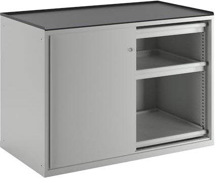 Lista | Schiebetürenschrank | Traglast Auszugboden 75 kg | 4 Schubladen | 2 Auszugböden | lichtgrau