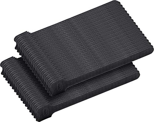 Meister Klett-Kabelbinder – schwarz – 100 Stück im Set – 5 mm | 150 x 12,5 mm – Wiederverschließbar – Stabil und Wasserfest – Wiederverwendbare Kabelbinder – Klettbänder mit Schlaufe