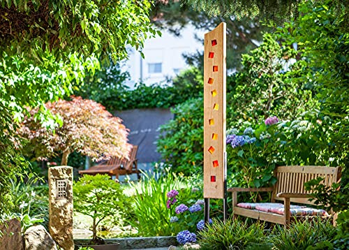Gartenskulptur aus Holz und Glas. Gartendekoration als Unikate handgefertigt und wetterfest