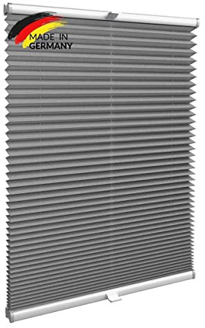 Gardinen21 Plissee nach Maß zum Kleben | Jalousien Rollo mit Klebefunktion | Sonnenschutz und Sichtschutz | Maßgefertige Fenster & Türen Rollos in Grau