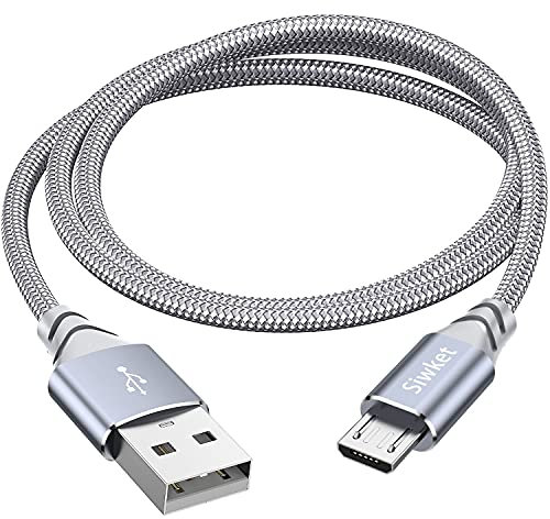 Siwket Micro USB Charging Cable 3M Braided USB A to Micro Android Charger Cable Data Sync Cord for Samsung Galaxy J7,S7,S6,Kindle Fire,Fire HD Tablets,PS4 Controller,Sony,HTC,LG,Motorola,Huawei Grey