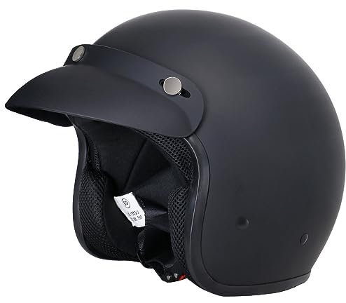 Zorax ZOR-604 Mattschwarz XL (61-62cm) Offenes Gesicht Motorradhelm Jethelm Damen und Herren Rollerhelm ECE 2206 Genehmigt