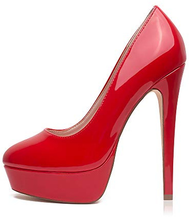 Zhabtuc Escarpins Femme Plateformes Talons Aiguille 14CM Bout Rond Fermé Vernis High Heels Party Soirée Mariage Chaussures Talons Hauts