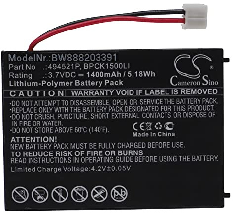 vhbw Battery Replacement for Audioline 494521P, BPCK1500LI, 494251P for Baby Monitor, Sensor Mat (1400 mAh, 3.7 V, Li-polymer)