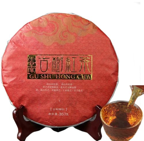 Vieil arbre du Yunnan Thé noir chinois Dianhong Feng Qing Gâteau de thé rouge 357g