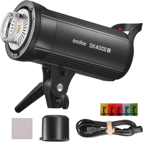 Godox SK400II-V Upgraded Studio Flash Light 400Ws Power 5600±200K Strobe Light with LED Modeling Lamp Bowens Mount Photography Flashes for Advertising Photography