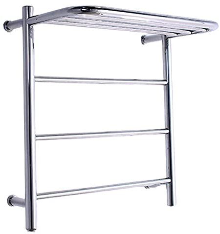 KLZUOPT Heated Towel Rail Electric Towel Warmer Radiator, 304 Stainless Steel Towel Rail With Shelf, Electric Waterproof Towel Rack Heater For Bathroom Home,Plug In (Plug In)