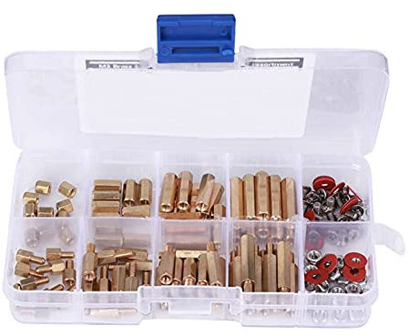 KOVNOVI 140 stücke M3 Messing Standoffs Schrauben Unterlegscheiben Nuss Sortiment Kit Sechskant Säule Träger Spacer Säulenkreuz Flache Senkkopfschrauben