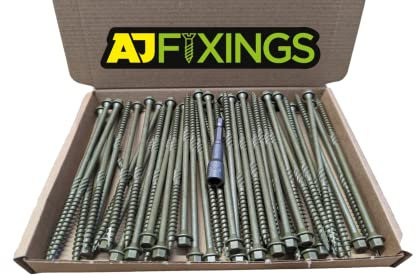 Box 50 - AJFixings Timber Hex Head Exterior Green Decking Frame Fixing Screws (100mm)