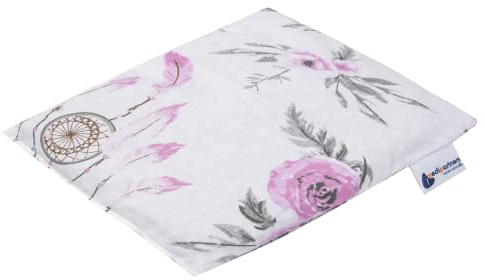 Medi Partners Coussin chauffant en noyaux de cerise 500 g rectangulaire 20 x 25 cm 100% coton certifié Öko-Tex Chaleur + thérapie par le froid Thérapie de massage (Attrape-rêves avec des fleurs)