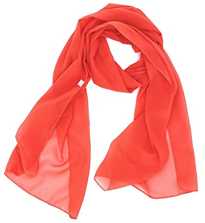 FASHION YOU WANT Damen Schal Stola Halstuch Tuch Seidentuch aus Chiffon für Frühling Sommer Ganzjährig (orange)