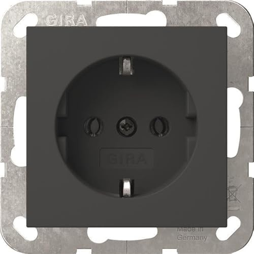 Gira Steckdose Standard 55 Anthrazit I Unterputz Schuko Steckdose 418828 I bruchsicheres Thermoplast mit Sicherheitsmaßnahme I Einbautiefe 32 mm I Elektroinstallation Made in Germany I 16 A 250 V