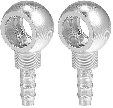 A ABSOPRO Banjo Fitting Kraftstoffleitung Für Kraftstoff- Und Bremssysteme | Größe: 48x24mm, ID 14mm, OD 8mm, Farbe Silberton, Material Metall, 2 Stück, Direktpassend, Ersatzteil, Präzisionsgefertigt