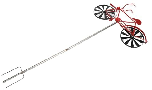 Fahrrad-Windspiel, Fahrrad-Windspiel, Vintage, Retro-Stil, Gartendekoration, Metall-Windspiel, Vintage-Stil, Pflock, Dekoration f¨¹r Hof, Garten, Rote Radfahrer-Windskulptur,
