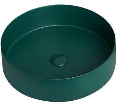 HUHJYUGE Waschbecken Badezimmer Rund, Moderner Aufsatzwaschbecken Klein Platzsparend, Aufsatzwaschtisch Keramik Waschtisch Einfache Installation, für Badezimmer/Gäste-WC