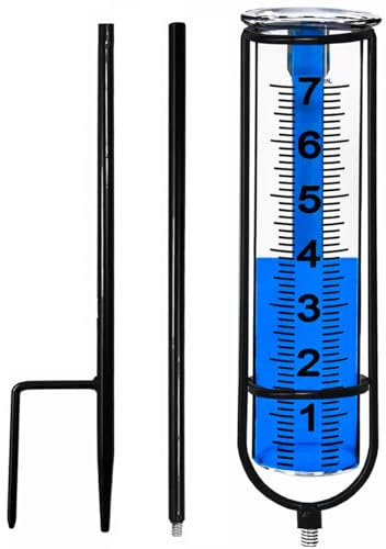 Tiardey Pluviómetro para Exteriores con Soporte de Hierro, antifrío y antigrietas, antideformación para decoración de césped y jardín
