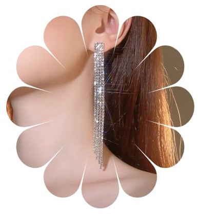 Boucles d'oreilles pendantes en diamant Boucles d'oreilles clous en argent Boucles d'oreilles en diamant Tassel Boucles d'oreilles Cz brillantes Bijoux pour femmes et filles (EarringDiamondLine4ADE)