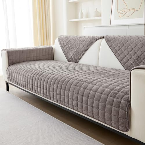 SHANNA Flanell Sofabezug 1 2 3 4 Sitzer Sofabezüge Couch Überzug L Form Ecksofa Sofa Couch Überwurfdecke, Sofahusse Sofaüberwürfe rutschfest Sofa Abdeckung (Braun, 90 * 180cm Stückweise Verkauft)