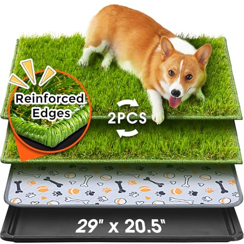 Hompet Hundegras großes Töpfchen, waschbar, Welpen-Urinierunterlage, künstliches Hundegras, Badezimmer-Rasen, für Haustier-Training, perfekt für drinnen und draußen, tragbares Töpfchen, Haustier-Klo
