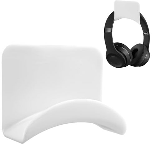 RRICHH Support de Casque Universel Crochet Adhésif Porte pour Casque Cintre pour Casque Accrocher Casques pour PS5, Écouteurs Pliable Gaming, Câbles et Manette pour Bureau/Mural/Table(Blanc)